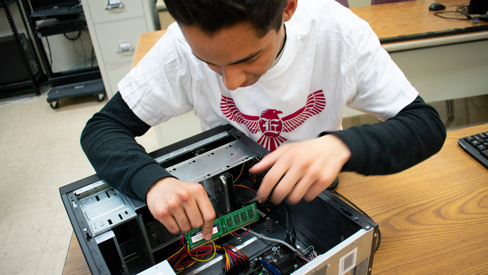 IT student students circuit inside computer